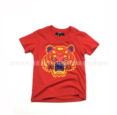 2015夏款外贸童装批发 TOM*印花老虎男T全棉圆领休闲T恤